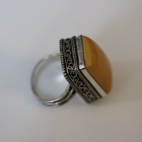 Sundance Silver 925 Ring with Yellow Stone Size 8 - Picture 1 of 5